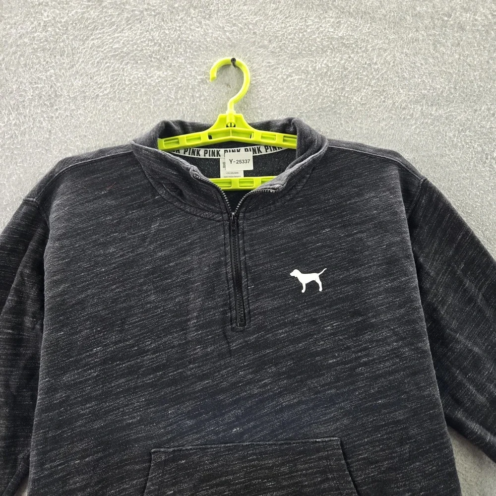 Victoria's Secret PINK‎ Women Sweatshirt LARGE Black Logo Zipper Long Sleeve